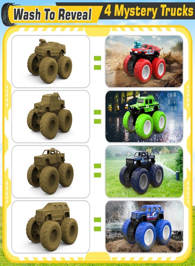 ShyLizard Monster Truck Toys for 3, 4, 5, 6, 7 Year Old Kids, Wash to Reveal Monster Trucks for Toddlers, 4 Pack Toy Trucks with Realistic Mud Paint, Ideal Birthday for Boys Grils 3-5 6-8 - Image 5